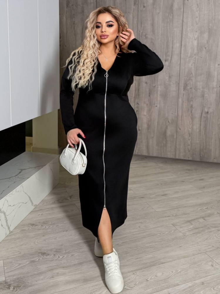 Длинное платье на молнии RED-A166T600 Длинное платье на молнии RED-A166T600