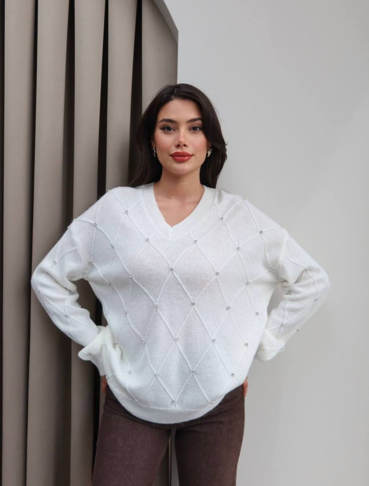 Вʼязаний светр з камінцями AMU-A2427T760 Вʼязаний светр з камінцями AMU-A2427T760