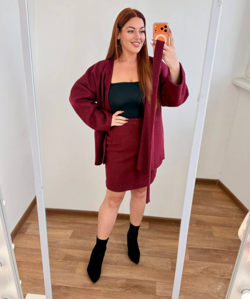 Кашеміровий костюм з спідницею MA-N2147T600 Кашеміровий костюм з спідницею MA-N2147T600