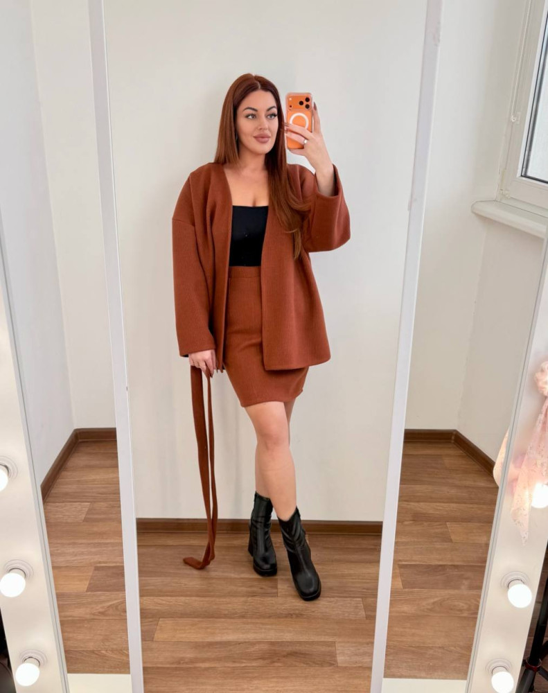 Кашеміровий костюм з спідницею MA-N2147T600 Кашеміровий костюм з спідницею MA-N2147T600