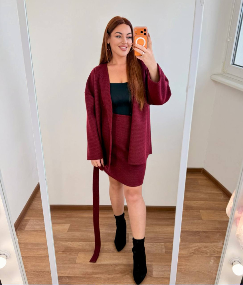 Кашеміровий костюм з спідницею MA-N2147T600 Кашеміровий костюм з спідницею MA-N2147T600