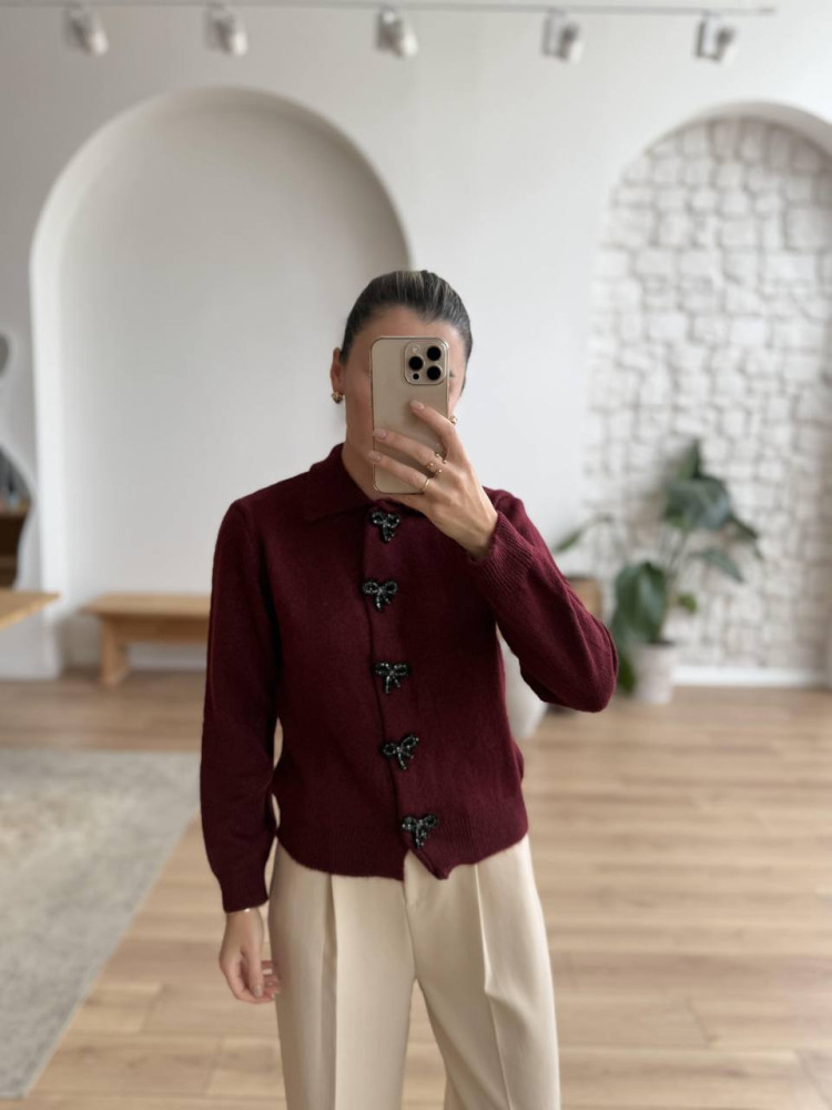 Кардиган із декоративними застібками AMU-A4575T670 Кардиган із декоративними застібками AMU-A4575T670