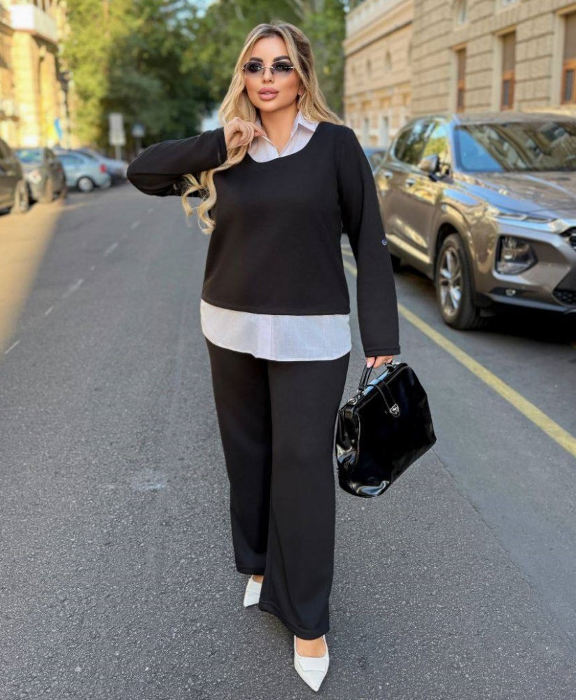 Ангоровый костюм с имитацией рубашки AP-A286T850 Ангоровый костюм с имитацией рубашки AP-A286T850