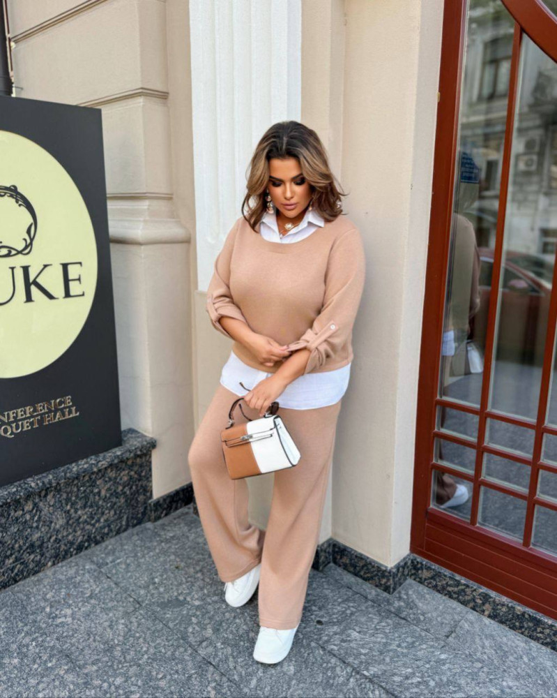 Ангоровый костюм с имитацией рубашки AP-A286T850 Ангоровый костюм с имитацией рубашки AP-A286T850