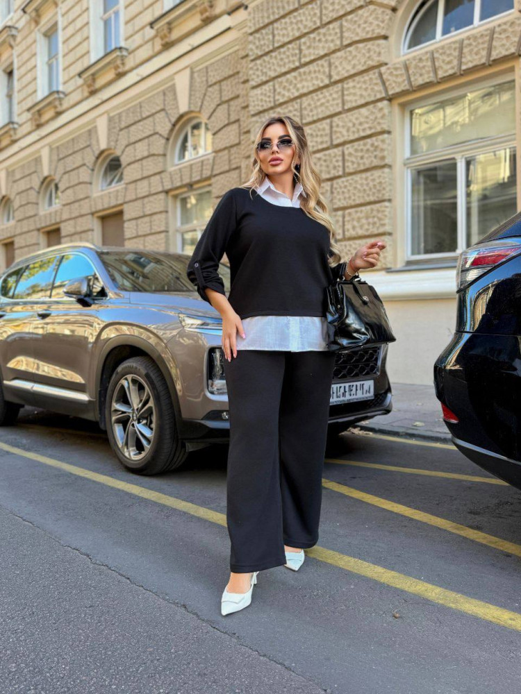 Ангоровый костюм с имитацией рубашки AP-A286T850 Ангоровый костюм с имитацией рубашки AP-A286T850