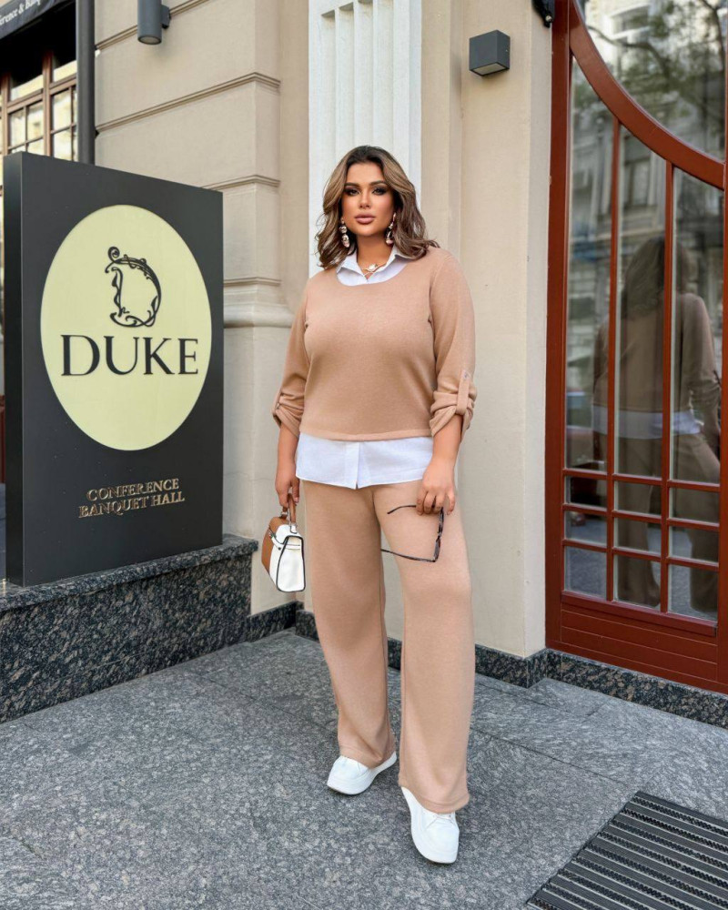 Ангоровый костюм с имитацией рубашки AP-A286T850 Ангоровый костюм с имитацией рубашки AP-A286T850