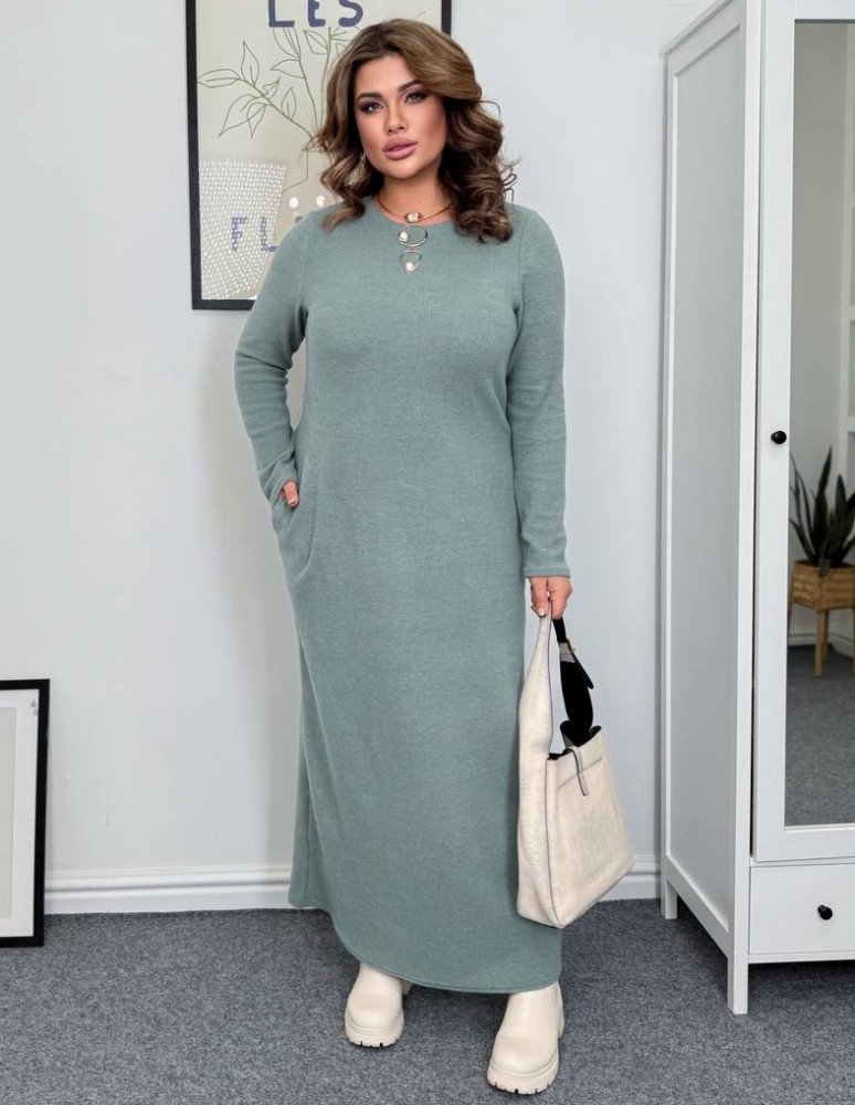 Длинное ангоровое платье рубчик AB-A1835T14 Длинное ангоровое платье рубчик AB-A1835T14