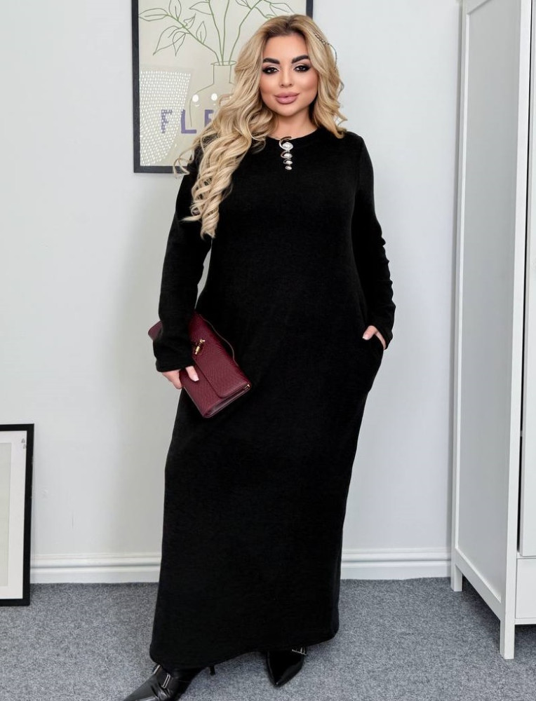 Длинное ангоровое платье рубчик AB-A1835T14 Длинное ангоровое платье рубчик AB-A1835T14