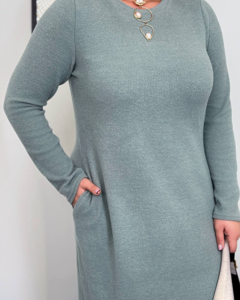 Длинное ангоровое платье рубчик AB-A1835T14 Длинное ангоровое платье рубчик AB-A1835T14