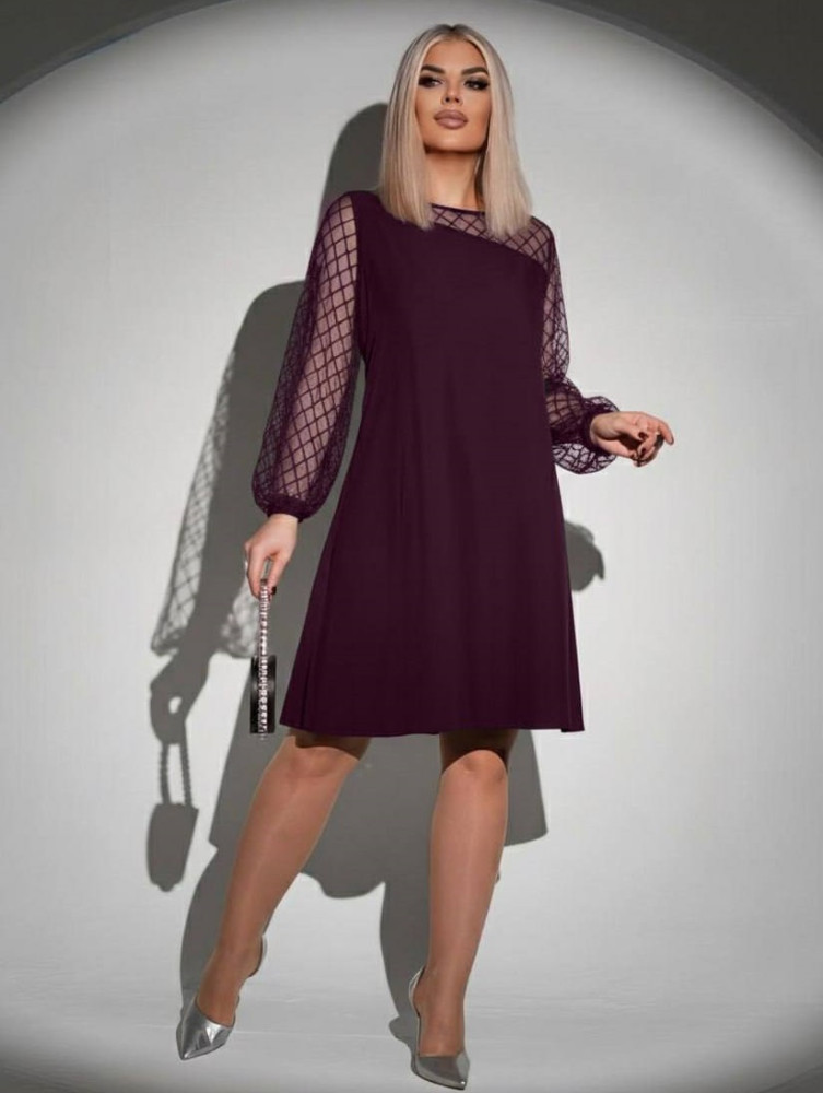 Свободное платье с сетчатыми вставками ACHK-A1983T450 Свободное платье с сетчатыми вставками ACHK-A1983T450