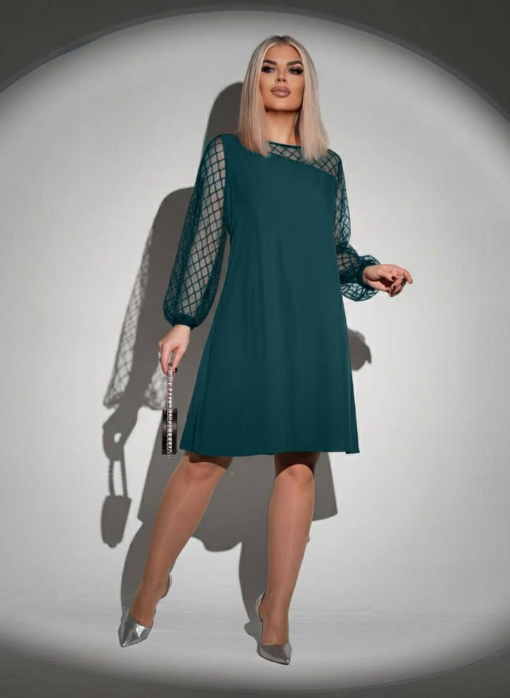 Свободное платье с сетчатыми вставками ACHK-A1983T450 Свободное платье с сетчатыми вставками ACHK-A1983T450