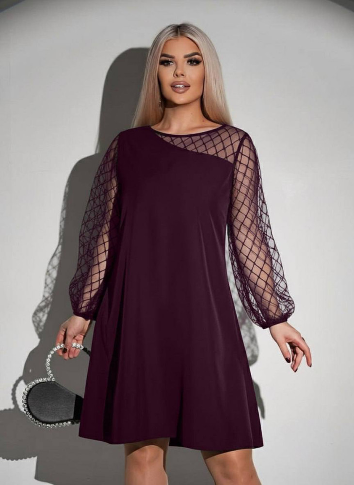 Свободное платье с сетчатыми вставками ACHK-A1983T450 Свободное платье с сетчатыми вставками ACHK-A1983T450