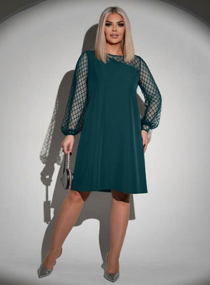 Свободное платье с сетчатыми вставками ACHK-A1983T450 Свободное платье с сетчатыми вставками ACHK-A1983T450