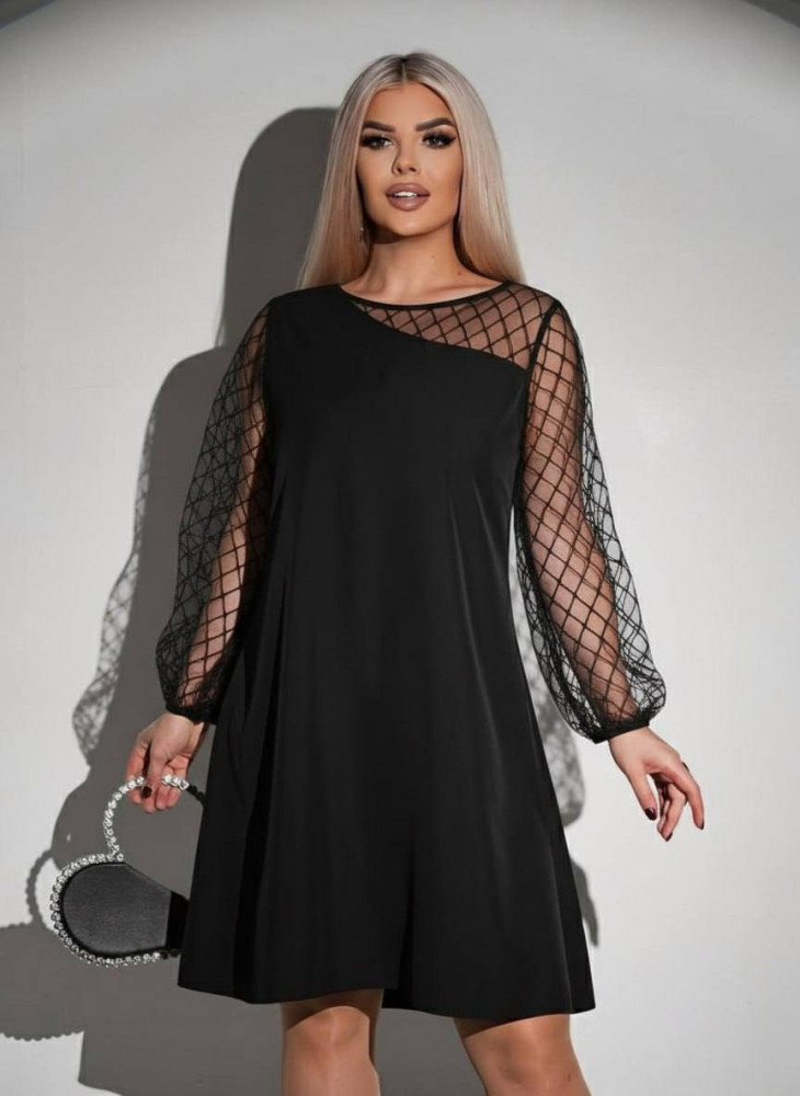 Свободное платье с сетчатыми вставками ACHK-A1983T450 Свободное платье с сетчатыми вставками ACHK-A1983T450