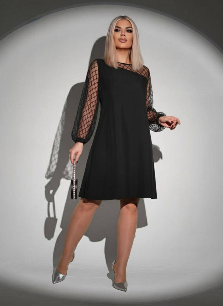 Свободное платье с сетчатыми вставками ACHK-A1983T450 Свободное платье с сетчатыми вставками ACHK-A1983T450