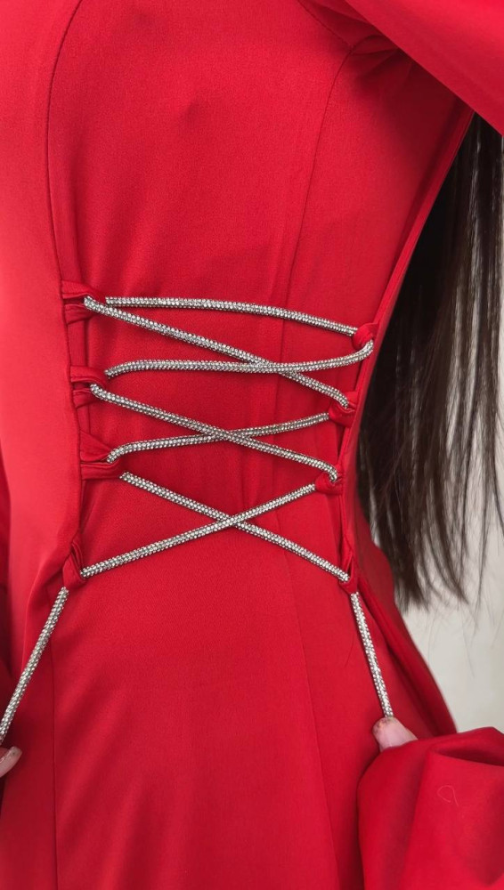 Шелковое платье со шнуровкой по бокам SF-A5608T700 Шелковое платье со шнуровкой по бокам SF-A5608T700