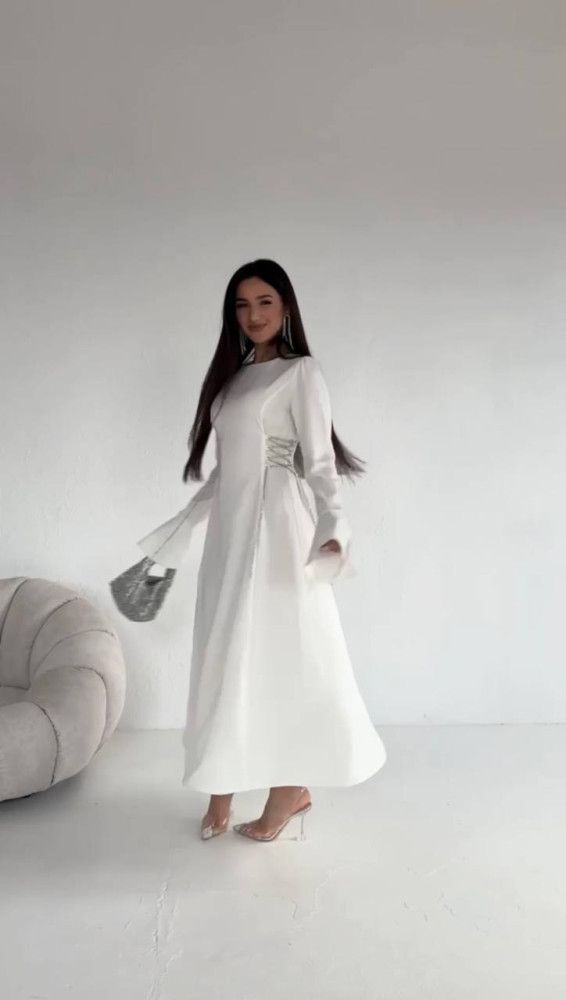 Шелковое платье со шнуровкой по бокам SF-A5608T700 Шелковое платье со шнуровкой по бокам SF-A5608T700