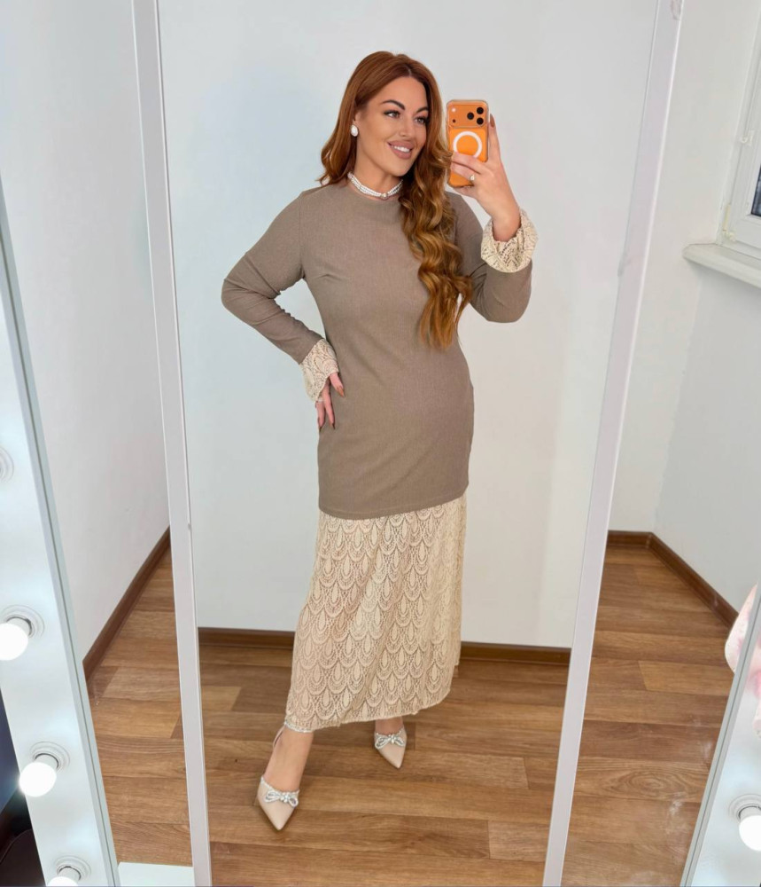 Платье со съемной гипюровой юбкой MA-N2154T600 Платье со съемной гипюровой юбкой MA-N2154T600