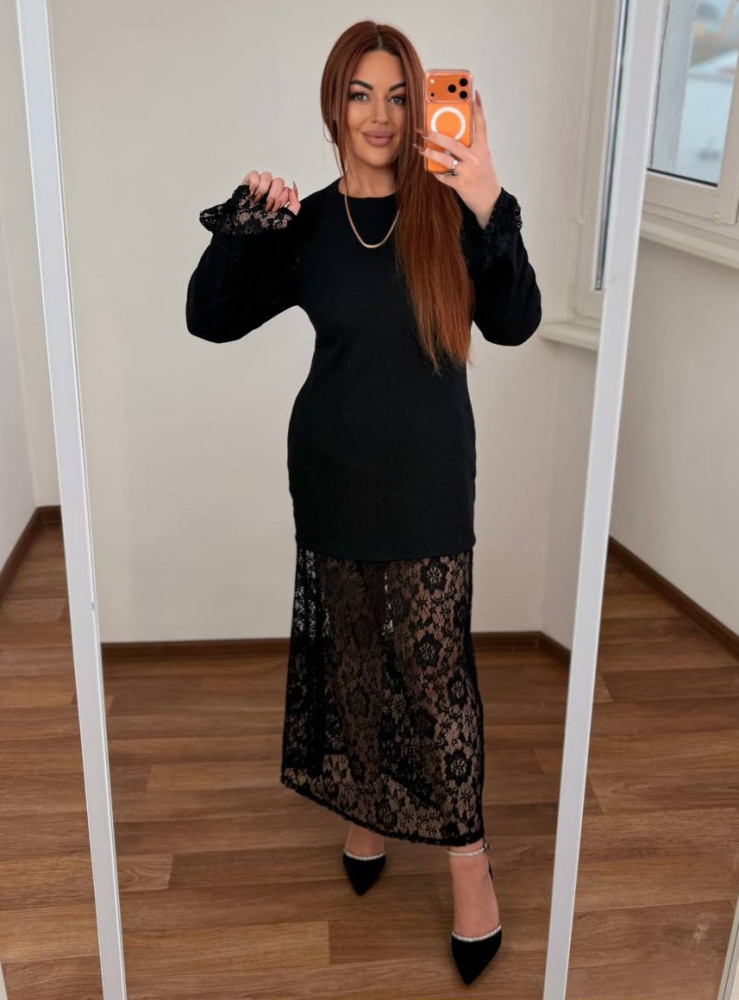 Платье со съемной гипюровой юбкой MA-N2154T600 Платье со съемной гипюровой юбкой MA-N2154T600