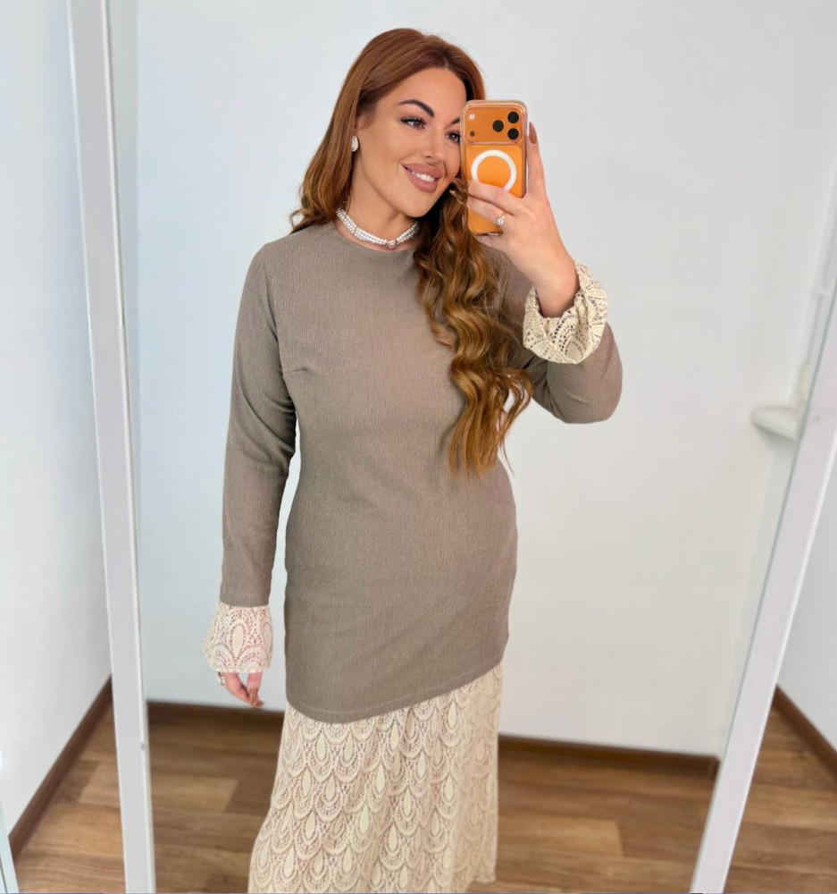 Платье со съемной гипюровой юбкой MA-N2154T600 Платье со съемной гипюровой юбкой MA-N2154T600