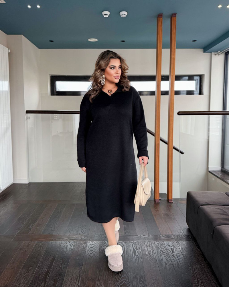 Тепла сукня з блискавкою на комірі ET-A771T600 Тепла сукня з блискавкою на комірі ET-A771T600