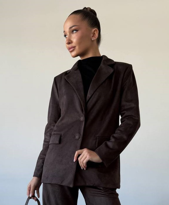 Замшевый свободный пиджак EY-A732T23 Замшевый свободный пиджак EY-A732T23