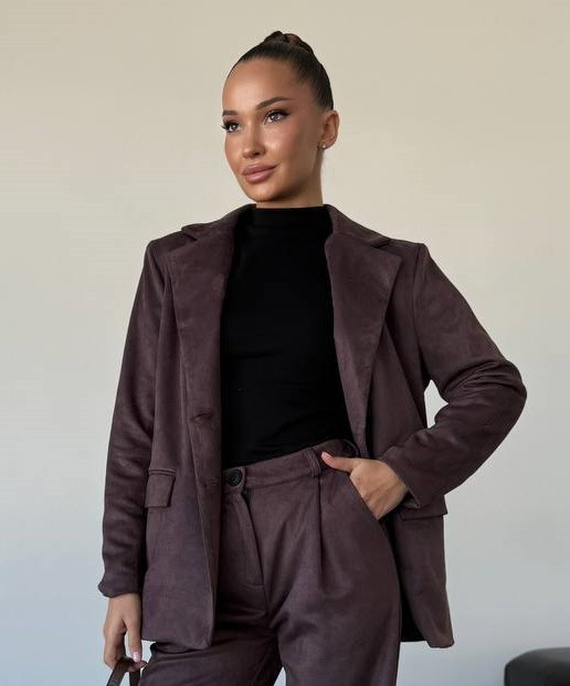 Замшевый свободный пиджак EY-A732T23 Замшевый свободный пиджак EY-A732T23