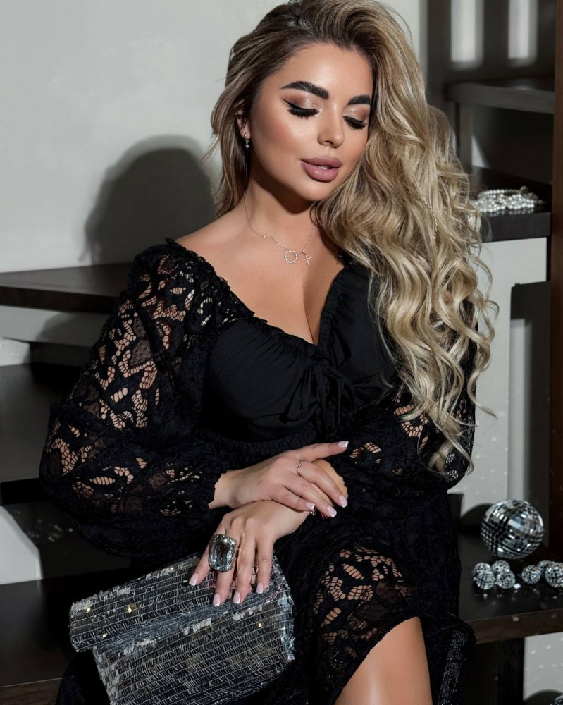 Платье миди со вставками кружева YM-A7125.18T22 Платье миди со вставками кружева YM-A7125.18T22