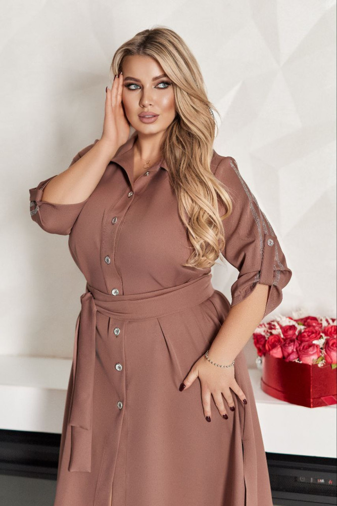 Платье-рубашка со стразами VOJ-A1046T720 Платье-рубашка со стразами VOJ-A1046T720