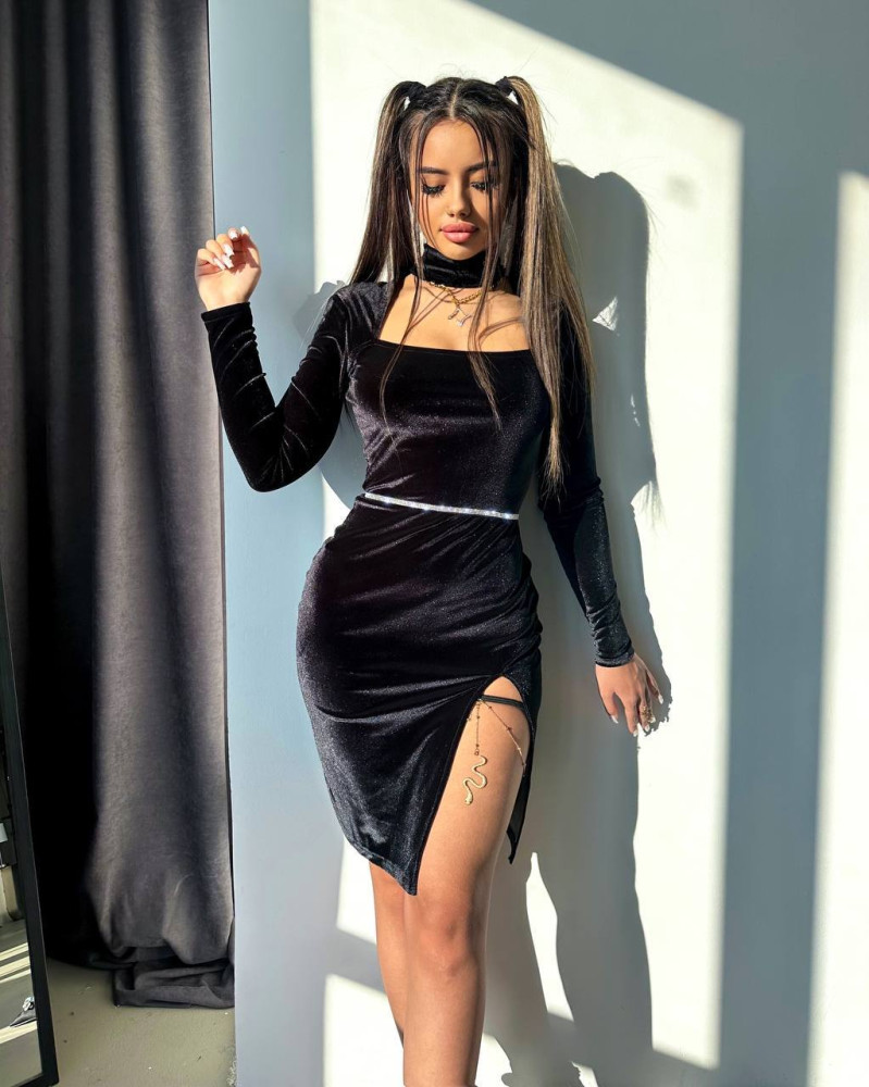 Бархатное мини платье YLM-A612T480 Бархатное мини платье YLM-A612T480