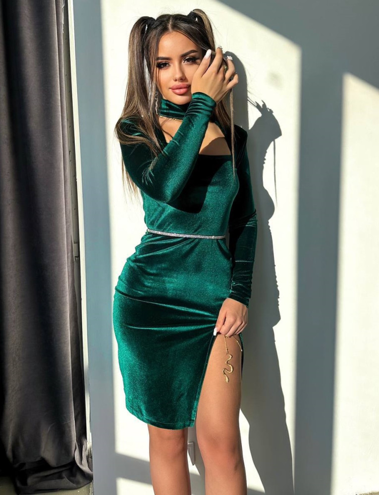 Бархатное мини платье YLM-A612T480 Бархатное мини платье YLM-A612T480