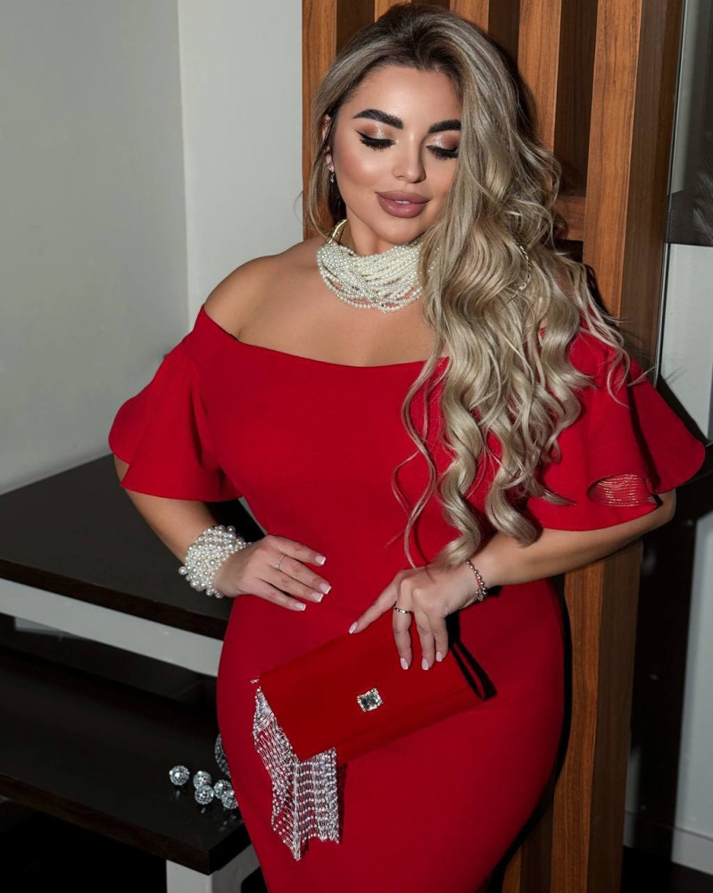 Нарядное платье с воланами на рукавах ANK-A1225.1T590 Нарядное платье с воланами на рукавах ANK-A1225.1T590