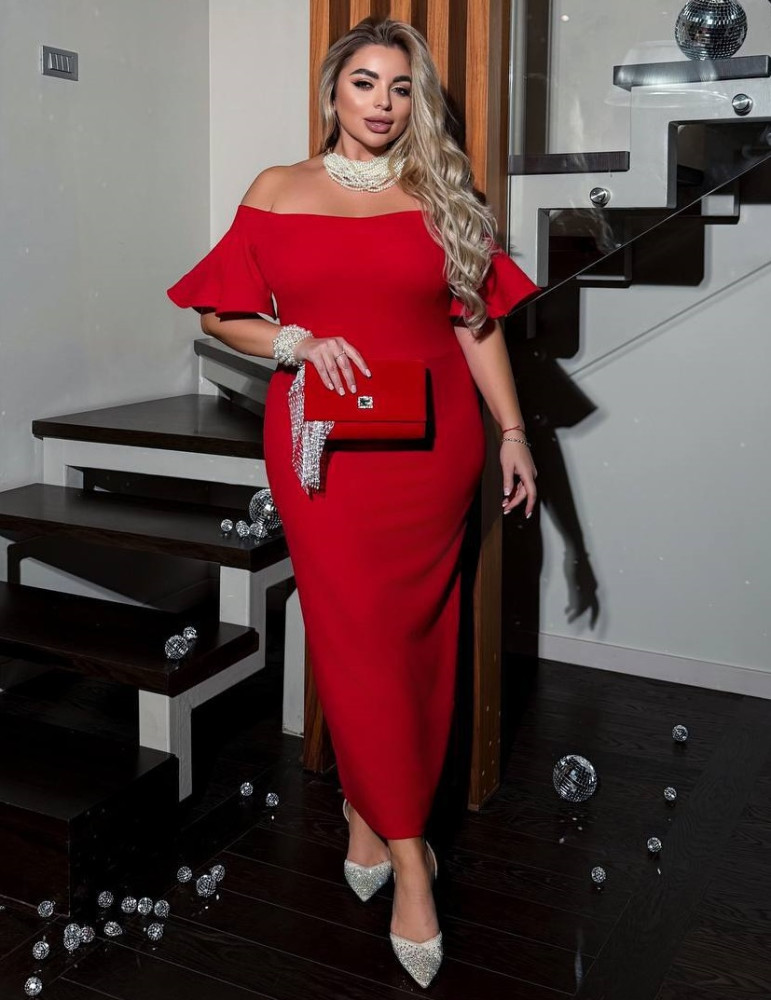 Нарядное платье с воланами на рукавах ANK-A1225.1T590 Нарядное платье с воланами на рукавах ANK-A1225.1T590