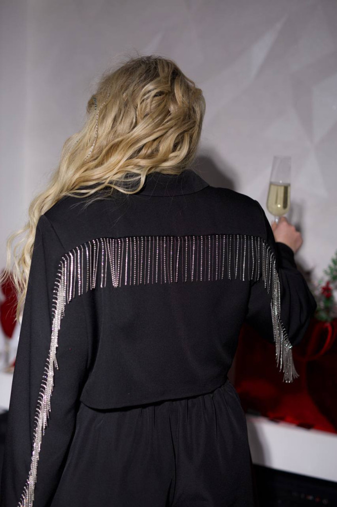 Пиджак с бахромой из страз YM-A7130T28 Пиджак с бахромой из страз YM-A7130T28