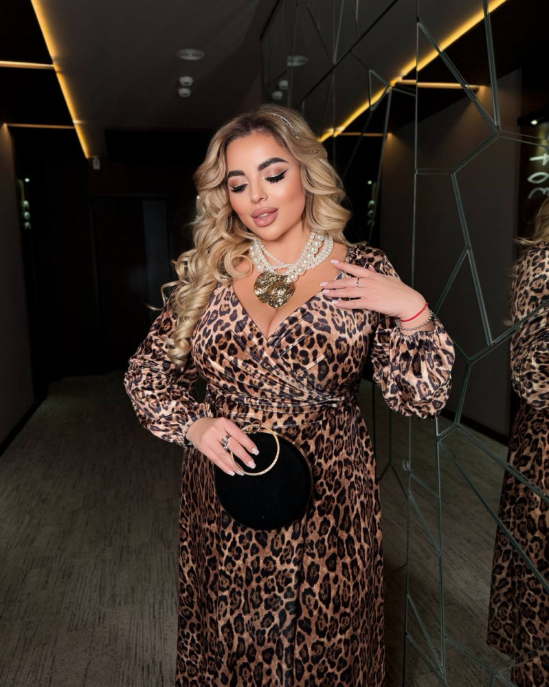 Бархатное леопардовое платье MA-N2165.1T1000 Бархатное леопардовое платье MA-N2165.1T1000