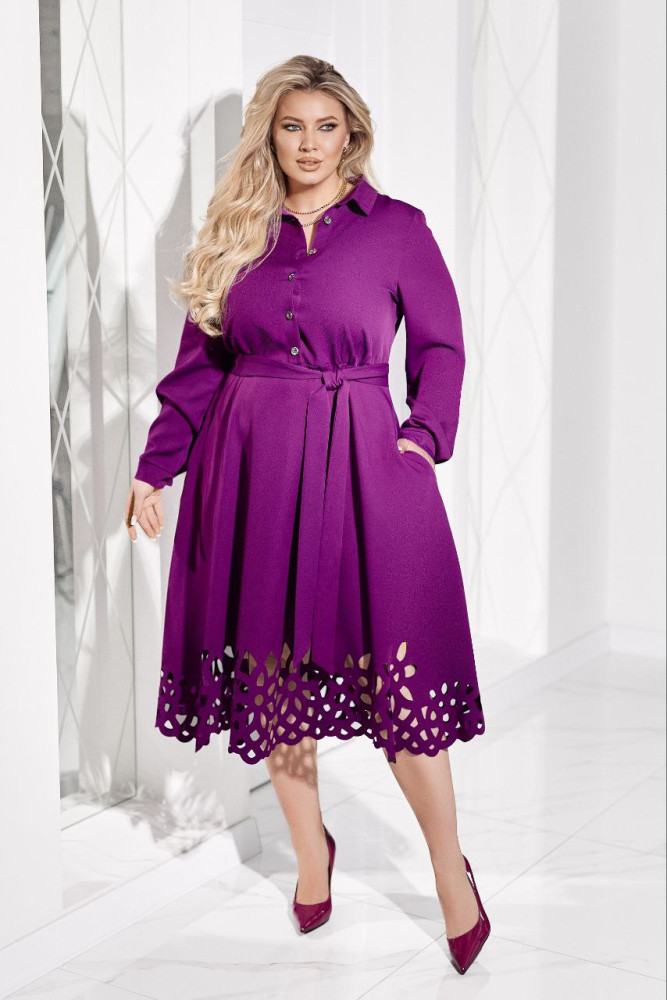 Платье-рубашка с лазерной резкой VOJ-A1063T650 Платье-рубашка с лазерной резкой VOJ-A1063T650