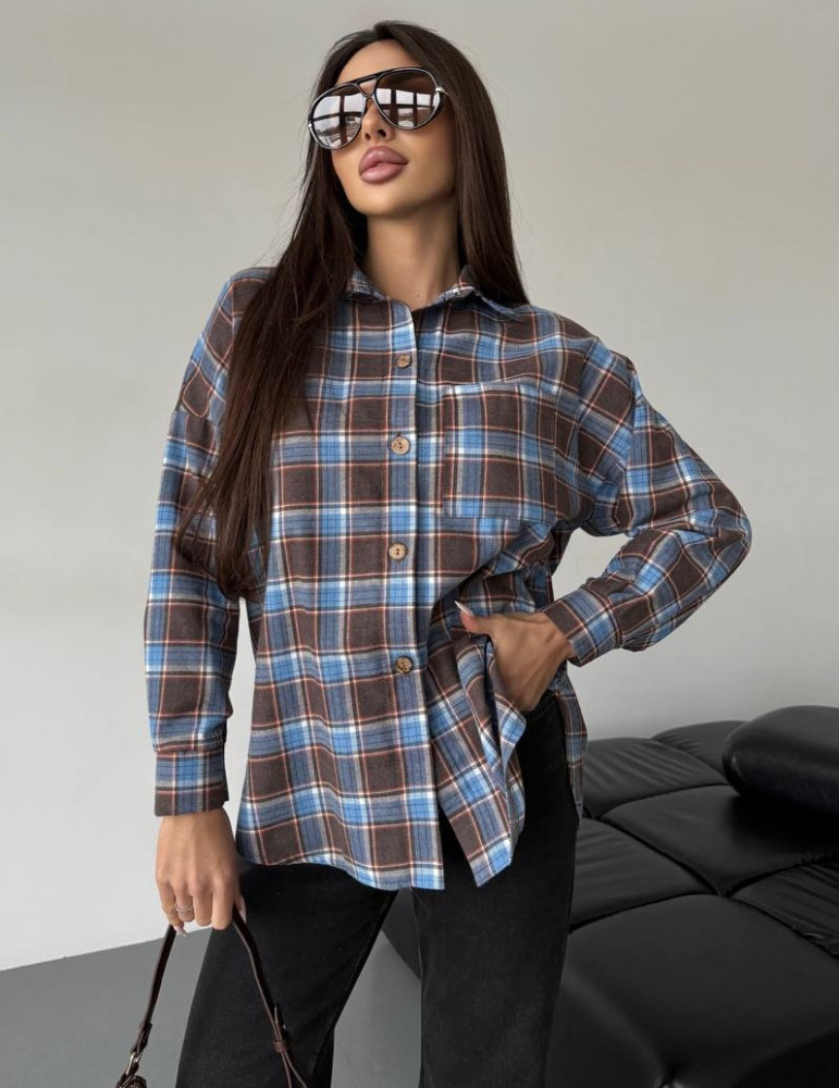 Оversize-рубашка в клетку ANB-A535T480 Оversize-рубашка в клетку ANB-A535T480