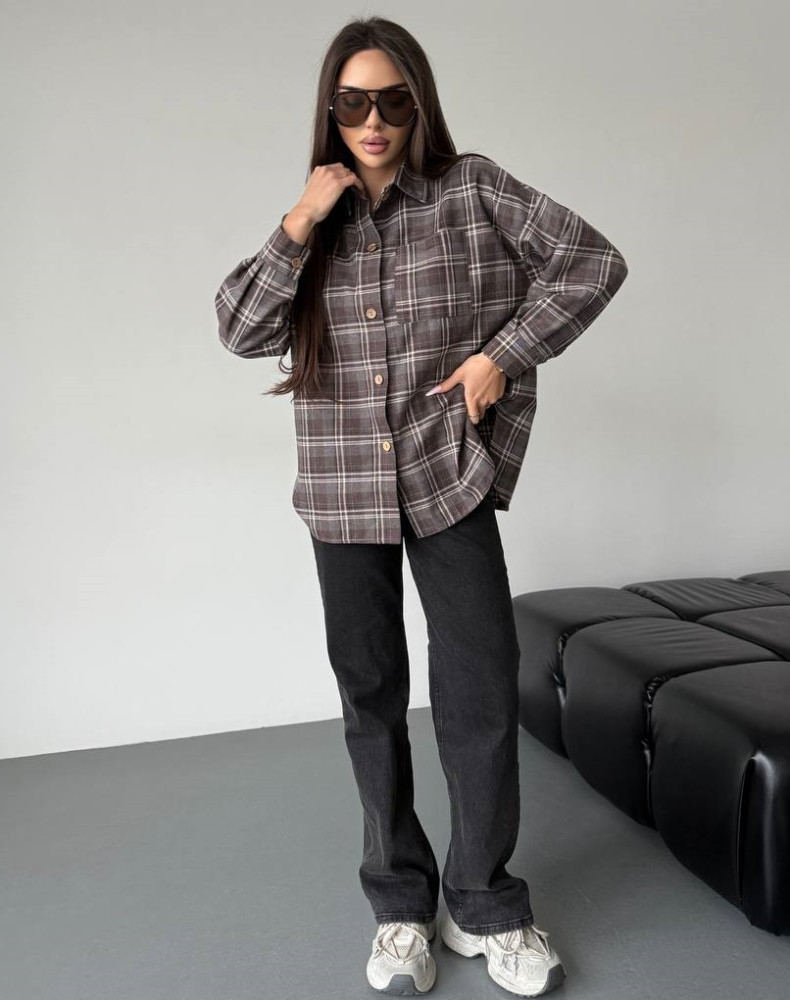 Оversize-рубашка в клетку ANB-A535T480 Оversize-рубашка в клетку ANB-A535T480