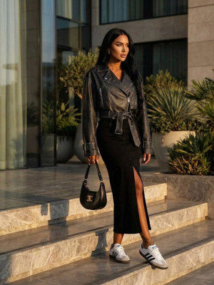 Джинсова спідниця із розрізом IO-A728T450