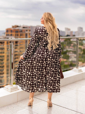 Шелковое платье с поясом EY-A697T26