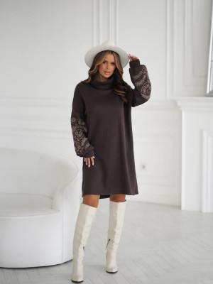 Платье из двухсторонней ангоры с вышивкой KA-A7560T800