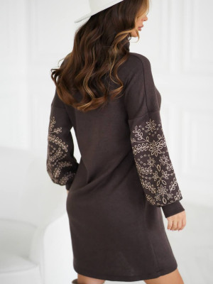 Платье из двухсторонней ангоры с вышивкой KA-A7560T800