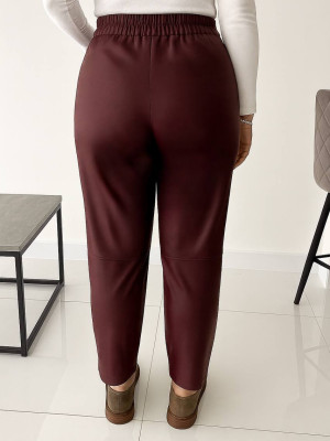 Кожаные брюки на велюре INS-A462T650