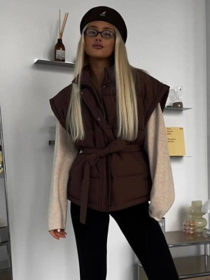 Стильная жилетка с поясом LUC-A803T719