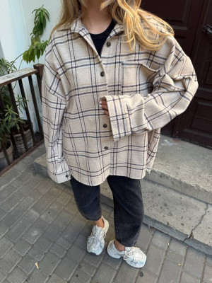 Oversize рубашка из байки LUC-A1042T489