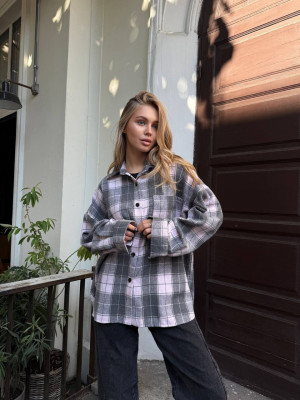 Oversize рубашка из байки LUC-A1042T489