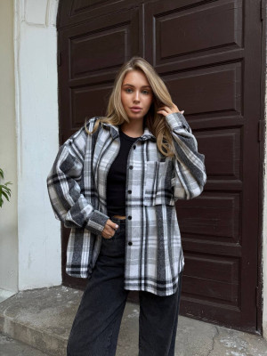 Oversize рубашка из байки LUC-A1042T489