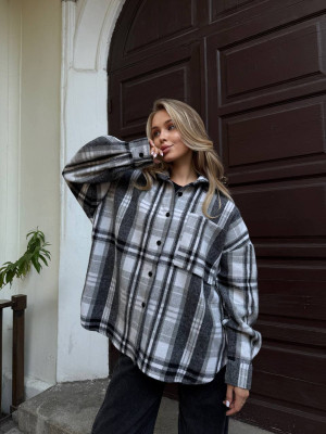 Oversize рубашка из байки LUC-A1042T489