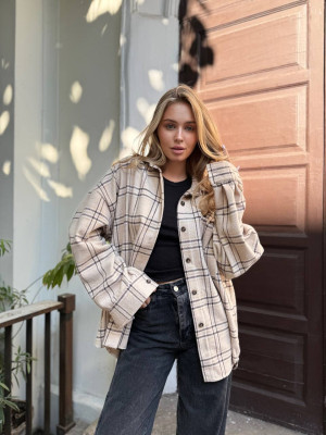 Oversize рубашка из байки LUC-A1042T489