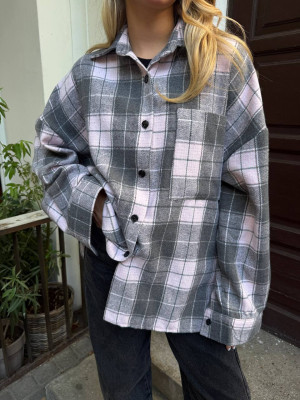 Oversize рубашка из байки LUC-A1042T489
